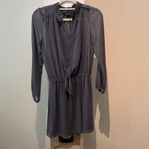 White House Black Market Gray Shimmer Long Sleeve Dress